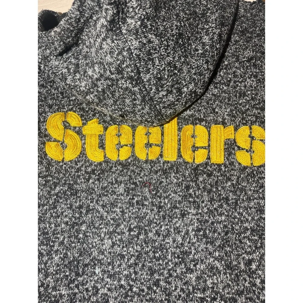 Pittsburgh Steelers NFL Full Zip Up Gray Fleece Lined Hoodie Sweater Size L